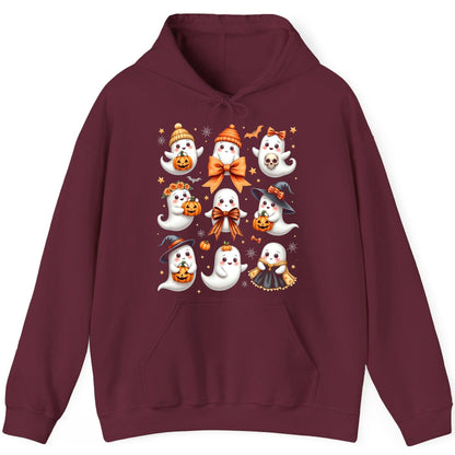 Cute Kawaii Ghosts Collection cute Halloween ghosts Hoodie Maroon product mockup