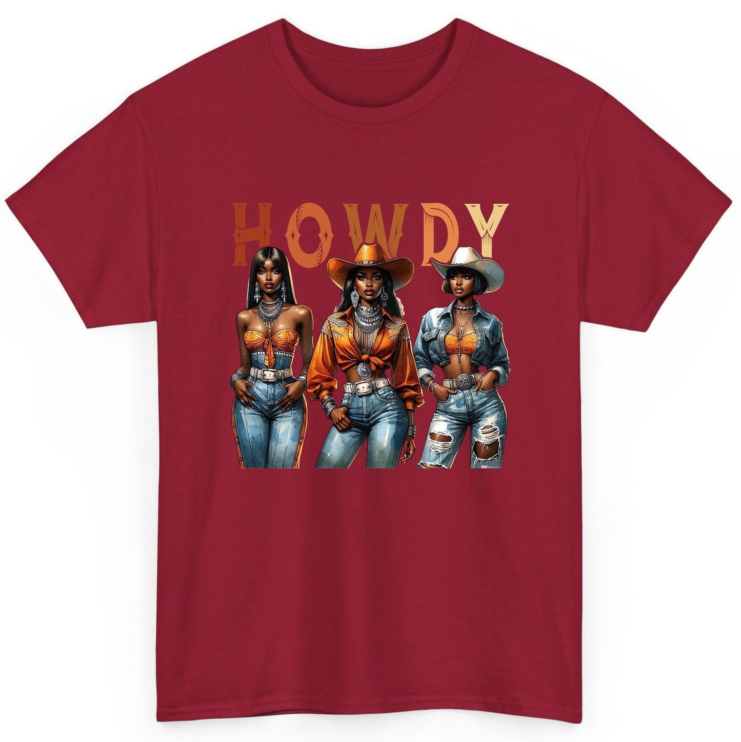 Howdy black cowgirls T-Shirt Cardinal Red product mockup