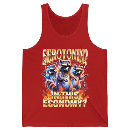 Serotonin in This Economy? raccoon Tank Top Red product mockup