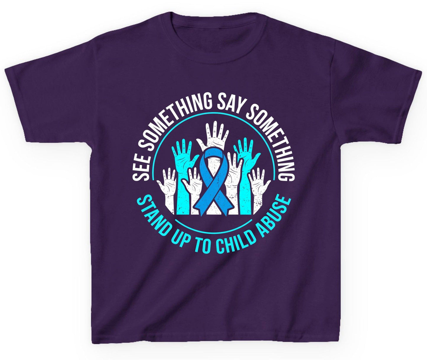 See Something Say Something Stand Up to Child Abuse Youth T-Shirt - product mockup - Purple