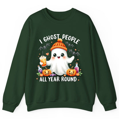 I Ghost People All Year Round cute ghost Sweatshirt Forest Green product mockup