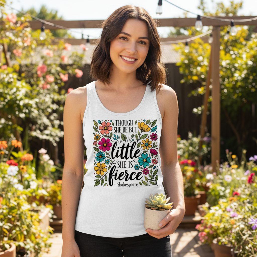 Though She Be but Little, She Is Fierce - Shakespeare shakespeare quote Tank Top White lifestyle mockup