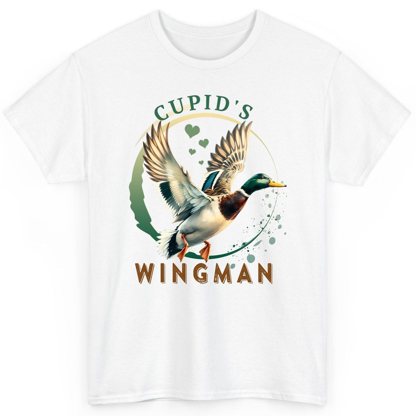 Cupid's Wingman mallard duck T-Shirt White product mockup