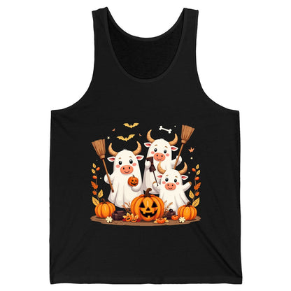 Cute Ghost Cows Halloween cows Tank Top Black product mockup