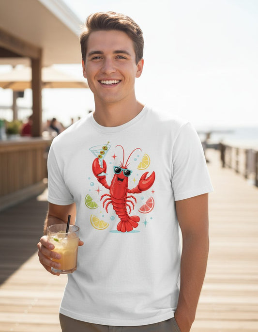 Cartoon Lobster Party lobster T-Shirt White lifestyle mockup