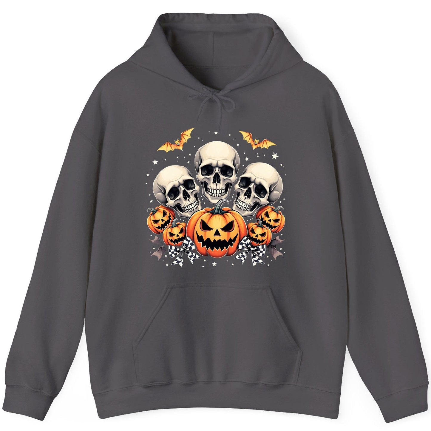 Skulls and Pumpkins Halloween Halloween Hoodie Charcoal product mockup