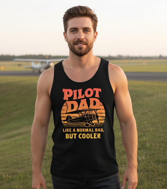 Pilot Dad Like a Normal Dad, but Cooler pilots Tank Top Black lifestyle mockup