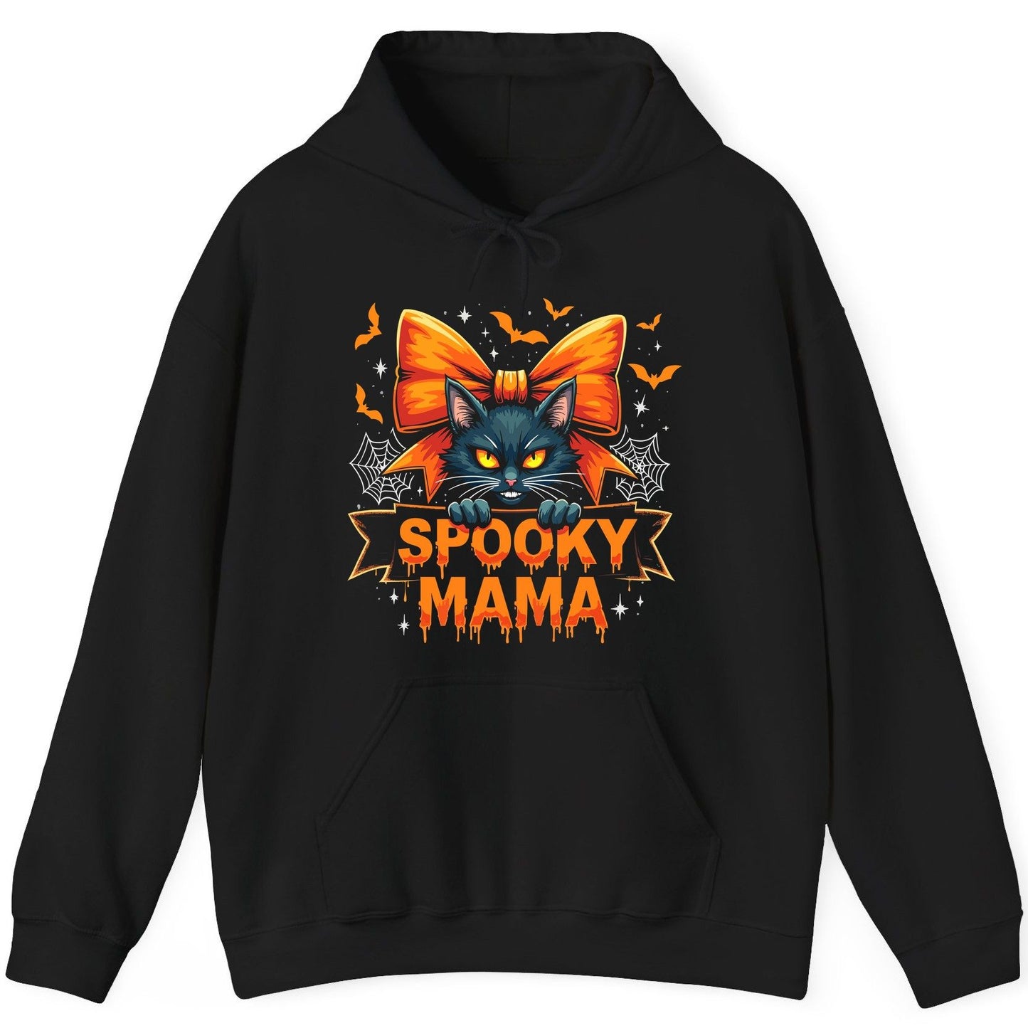 Spooky Mama black cat Hoodie Black product mockup
