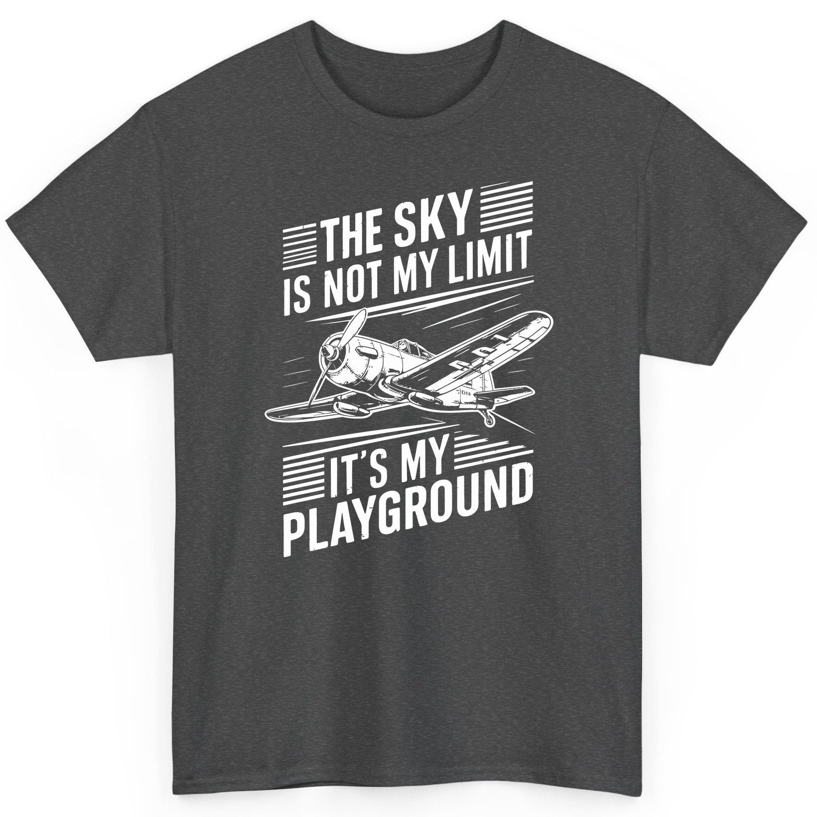 The Sky Is Not My Limit It's My Playground vintage airplane T-Shirt Dark Heather product mockup