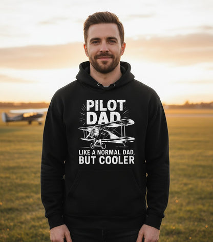 Pilot Dad, Like a Normal Dad, but Cooler pilot dad Hoodie Black lifestyle mockup