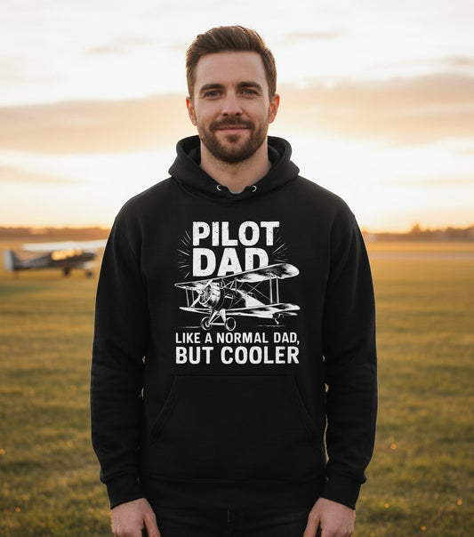 Pilot Dad, Like a Normal Dad, but Cooler pilot dad Hoodie Black lifestyle mockup