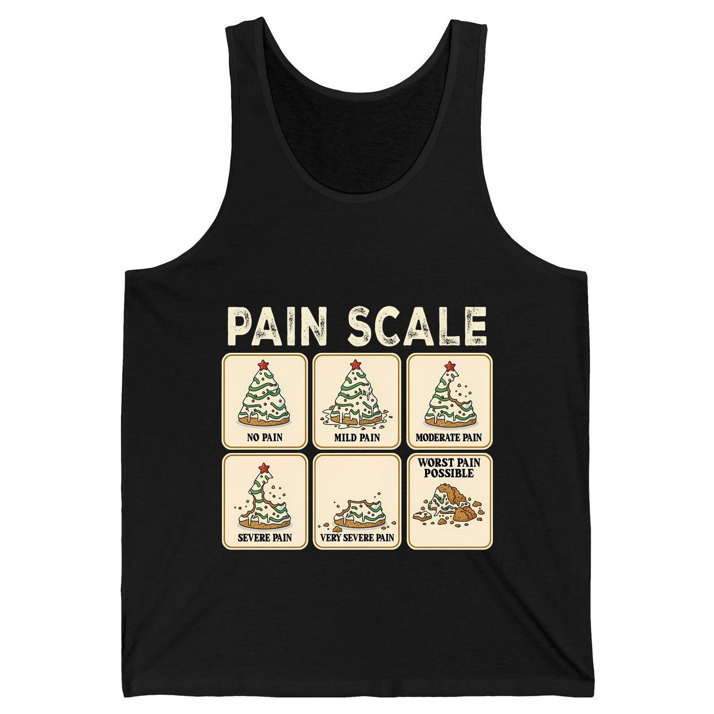Pain Scale Christmas cookie pain scale Tank Top Black product mockup