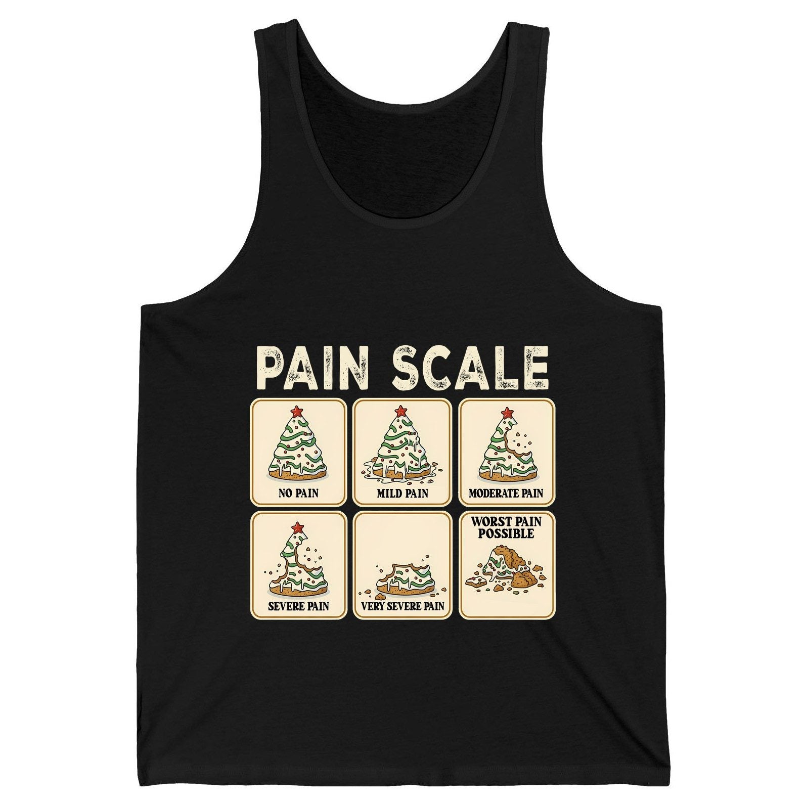 Pain Scale Christmas cookie pain scale Tank Top Black product mockup