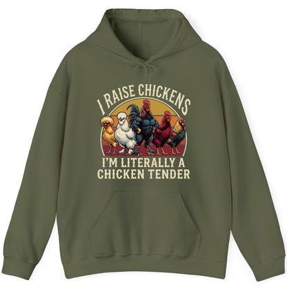 I Raise Chickens I'm Literally a Chicken Tender chickens Hoodie Military Green product mockup