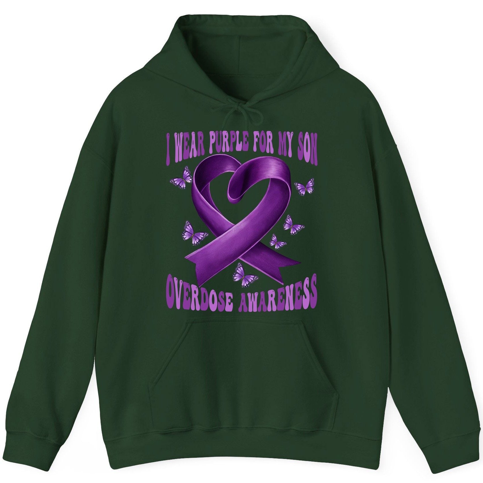 I Wear Purple for My Son Overdose Awareness overdose awareness Hoodie Forest Green product mockup
