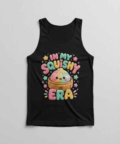 In My Squishy Era Cute Dumpling Tank Top - product mockup - Black
