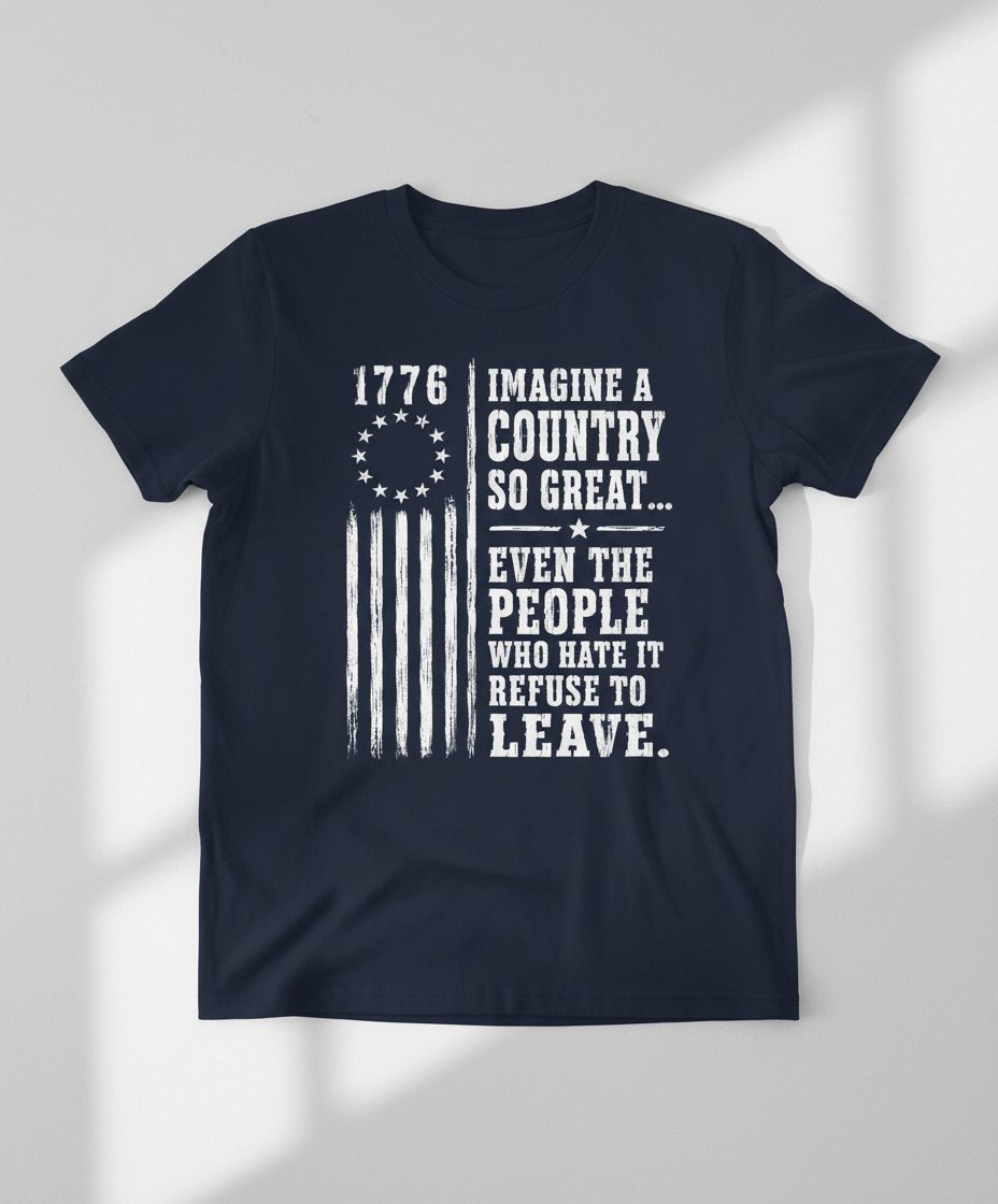 Imagine a Country So Great Patriotic Funny Patriotism T-Shirt - product mockup - Navy