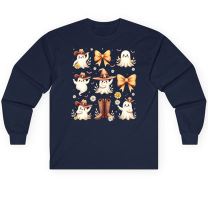Boo Haw Cute Ghost cute ghost Long Sleeve Tee Navy product mockup