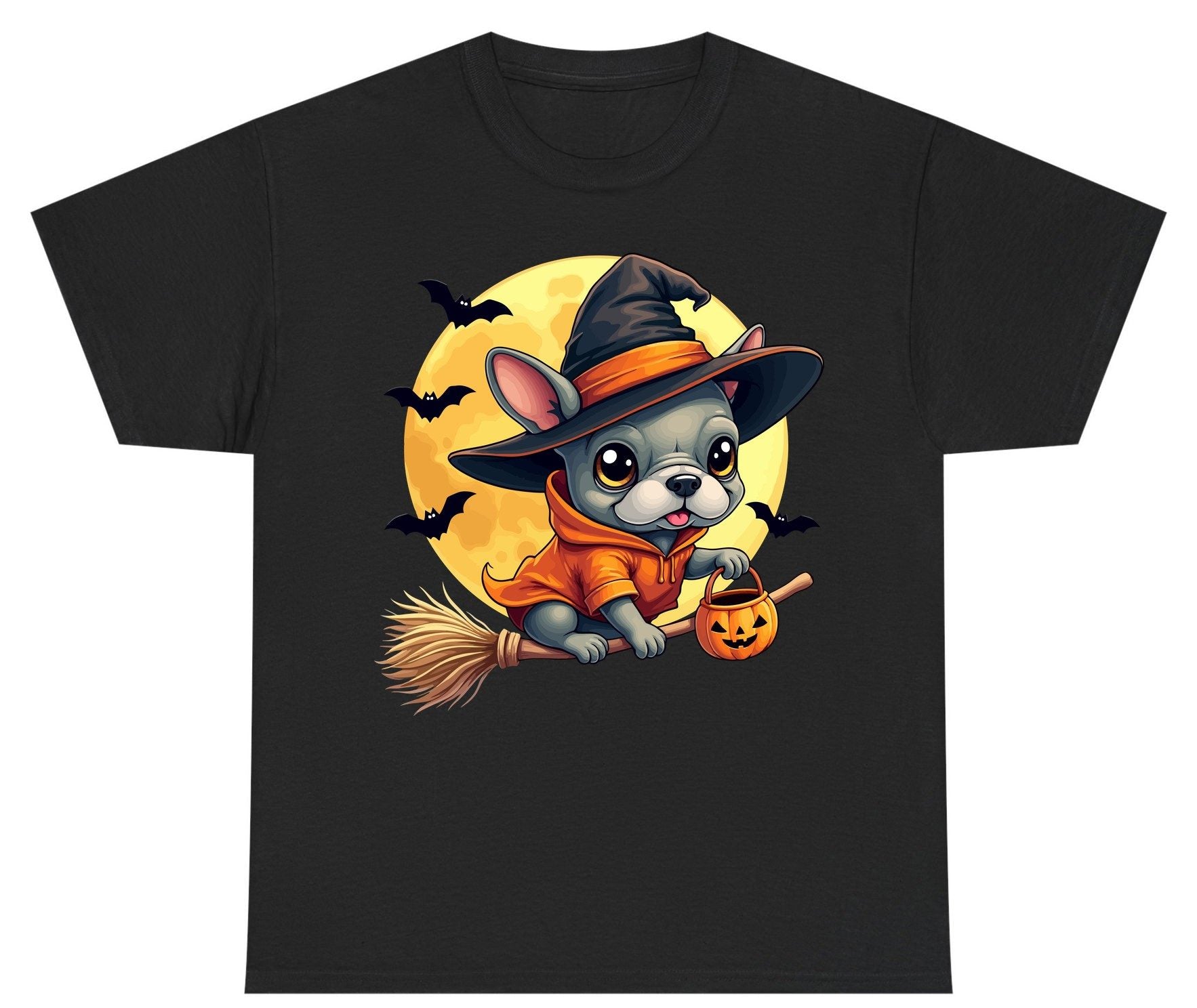 Cute Witch French Bulldog french bulldog Youth T-Shirt Black product mockup