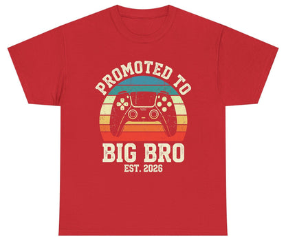 Promoted TO BIG BRO EST 2026 Retro Gaming Youth T-Shirt - product mockup - Red