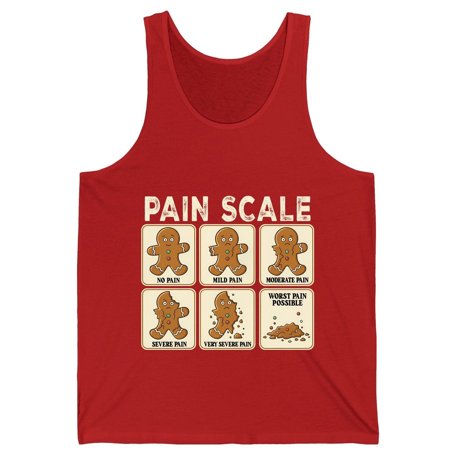 Pain Scale gingerbread man pain scale Tank Top Red product mockup
