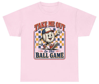 Take Me Out to the Ball Game Retro Baseball Youth T-Shirt - product mockup - Light Pink