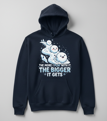 The More I Play With It The Bigger It Gets Funny Snowman Pun Hoodie - Navy