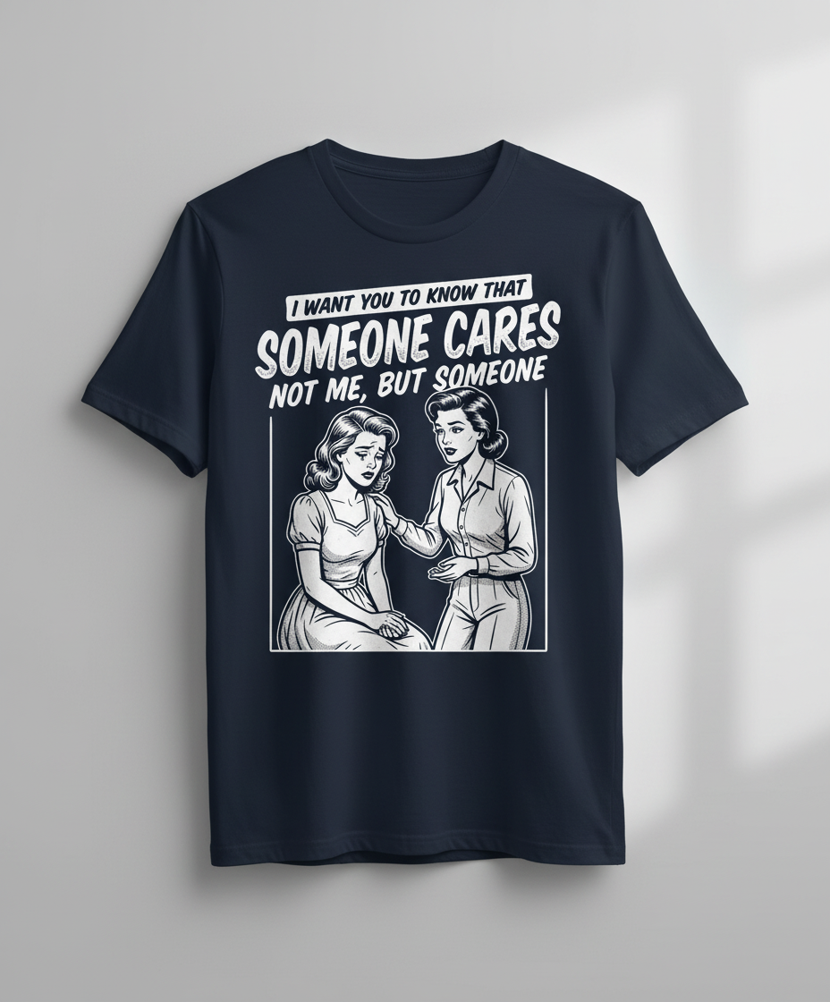 Someone Cares Not Me Sarcastic Retro Comic Design T-Shirt - Navy