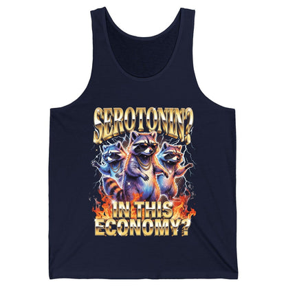 Serotonin in This Economy? raccoon Tank Top Navy product mockup