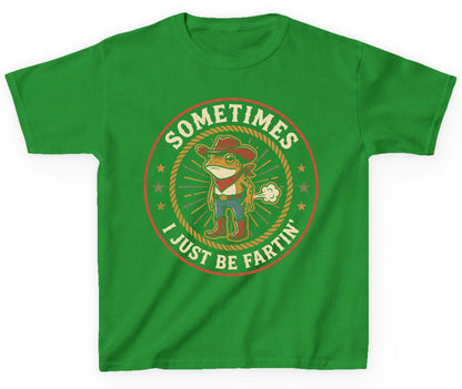 Sometimes I Just Be Fartin' cowboy frog Youth T-Shirt Irish Green product mockup