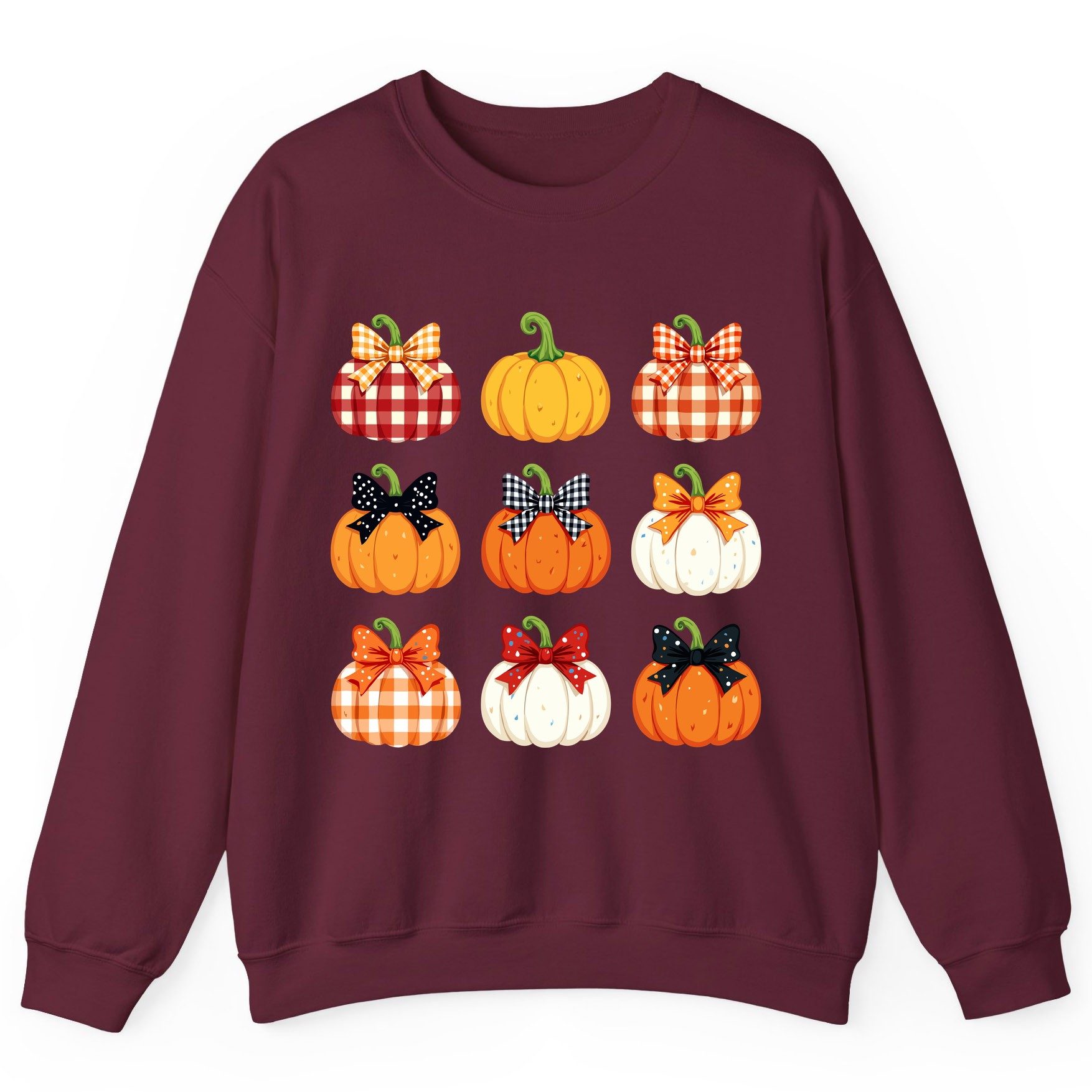 Decorative Fall Pumpkins fall pumpkins Sweatshirt Maroon product mockup