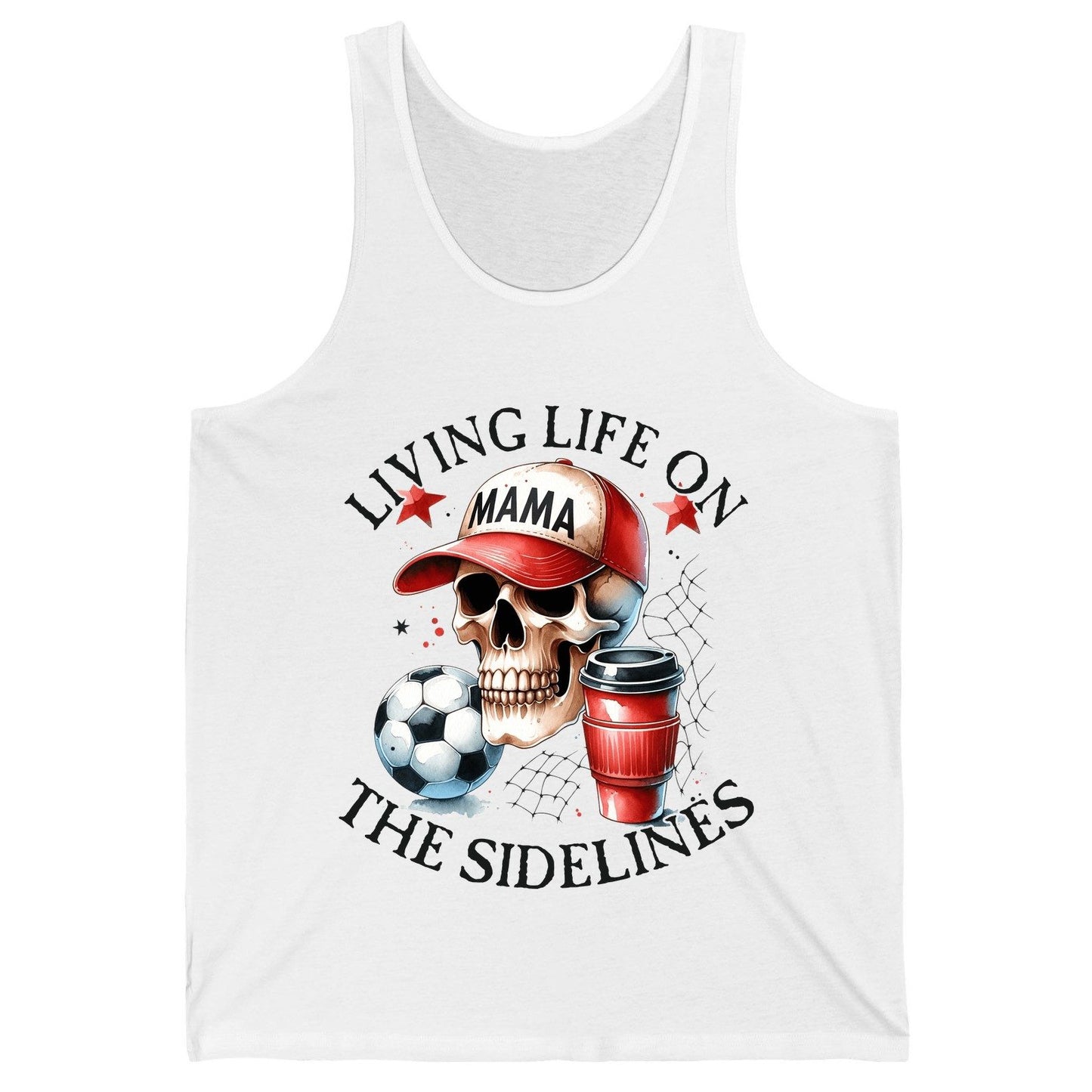 Living Life on the Sidelines soccer mom Tank Top White product mockup