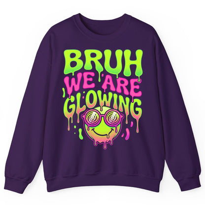 Bruh We Are Glowing rave culture Sweatshirt Purple product mockup