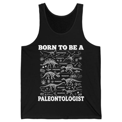 Born to Be a Paleontologist dinosaur skeletons Tank Top Black product mockup