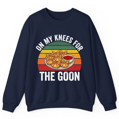 On My Knees for the Goon crab rangoon Sweatshirt Navy product mockup