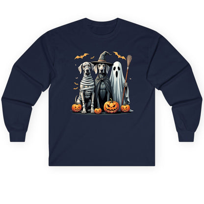 Halloween Weimaraner Dogs Halloween weimaraner dogs Long Sleeve Tee Navy product mockup