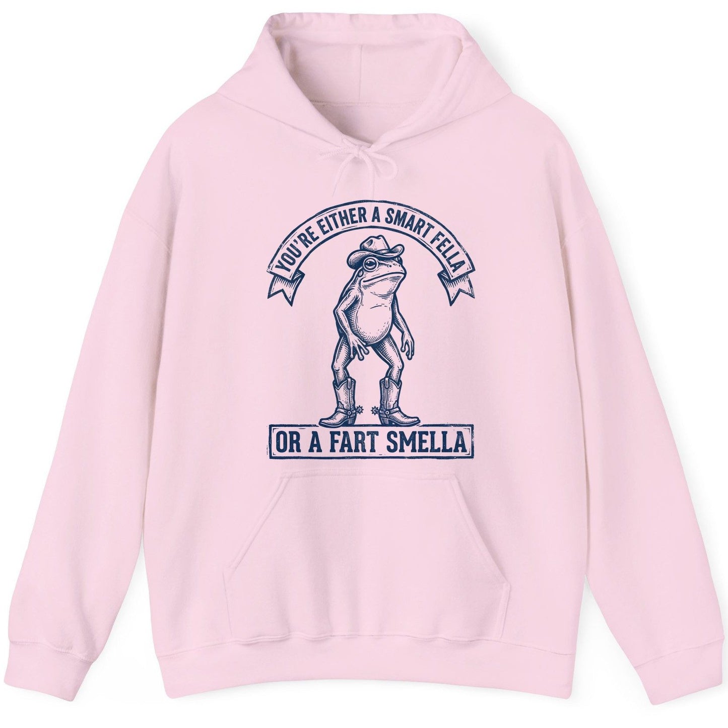 You're Either a Smart Fella or a Fart Smella cowboy frog Hoodie Light Pink product mockup