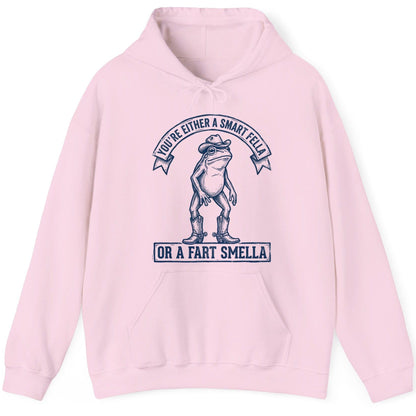You're Either a Smart Fella or a Fart Smella cowboy frog Hoodie Light Pink product mockup