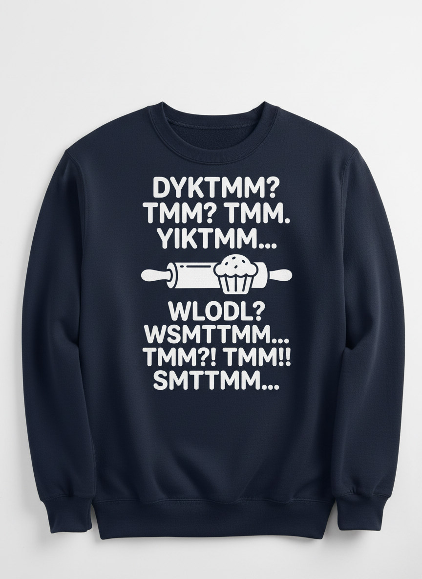 DYKTMM Funny Baking Acronyms Muffin Design Sweatshirt - Navy