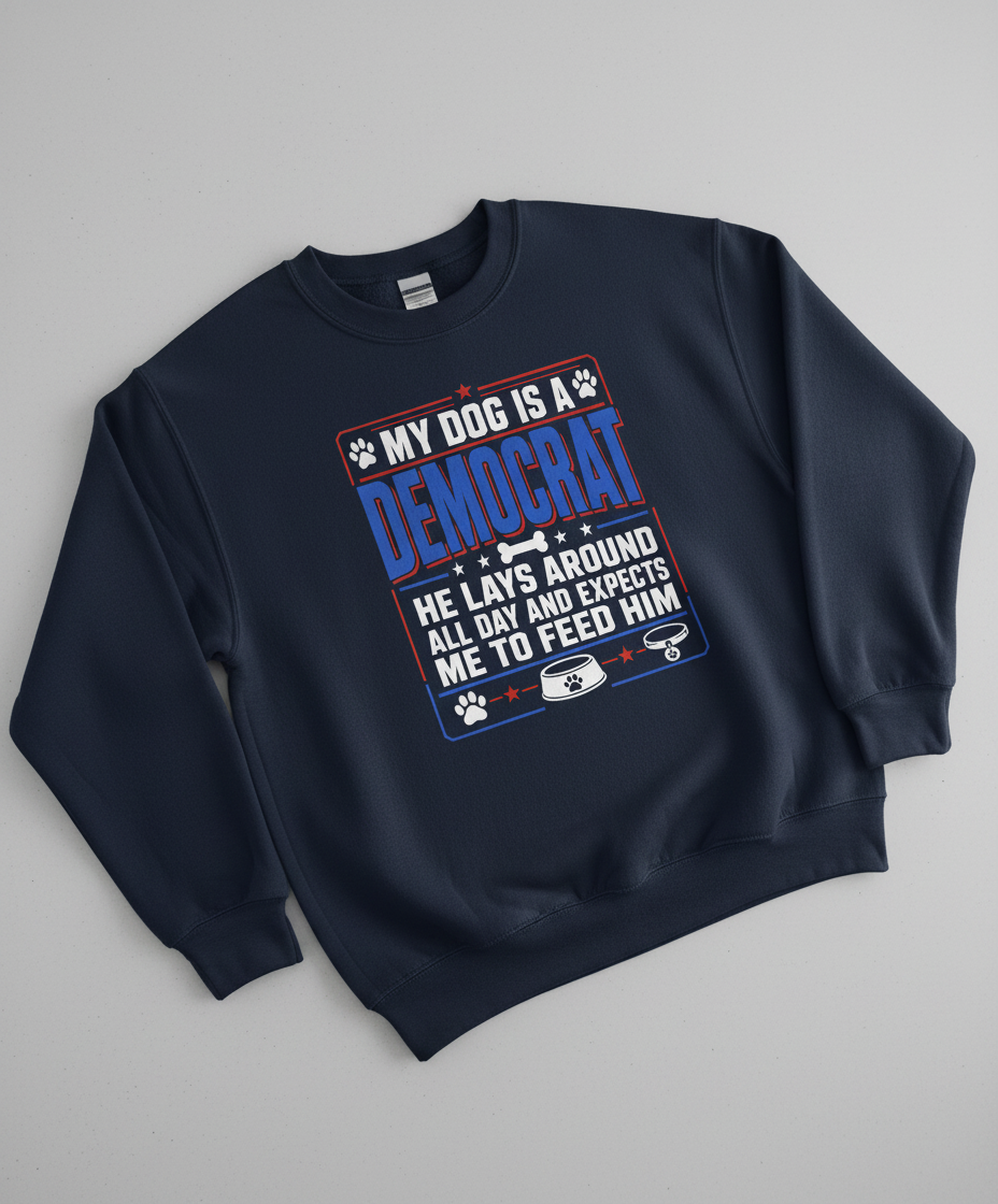 My Dog Is A Democrat Funny Political Dog Lover Design Sweatshirt - Navy