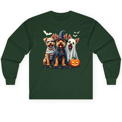 Cute Dogs Halloween Costumes dogs in Halloween costumes Long Sleeve Tee Forest Green product mockup