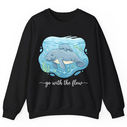 Go with the Flow Manatee Sweatshirt - product mockup - Black