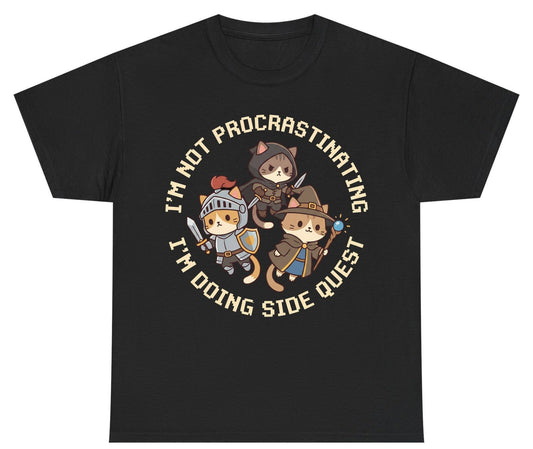 I'm Not Procrastinating I'm Doing Side Quest rpg cats Youth T-Shirt Black product mockup