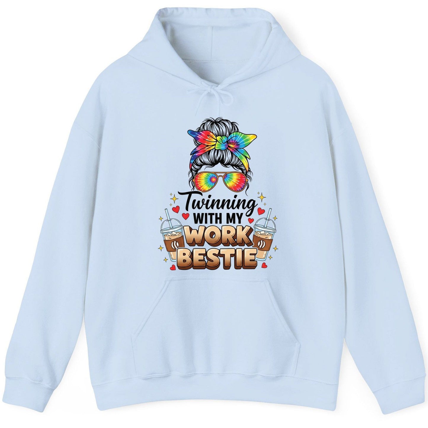 Twinning with My Work Bestie work bestie Hoodie Light Blue product mockup