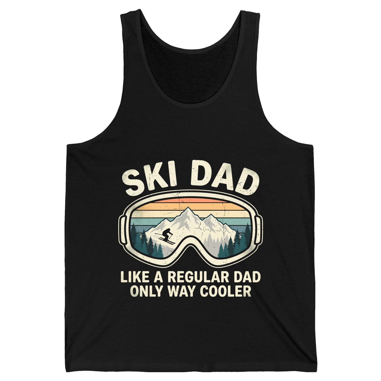 Ski Dad Like a Regular Dad Only Way Cooler skiing Tank Top Black product mockup