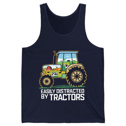 Easily Distracted by Tractors farming Tank Top Navy product mockup