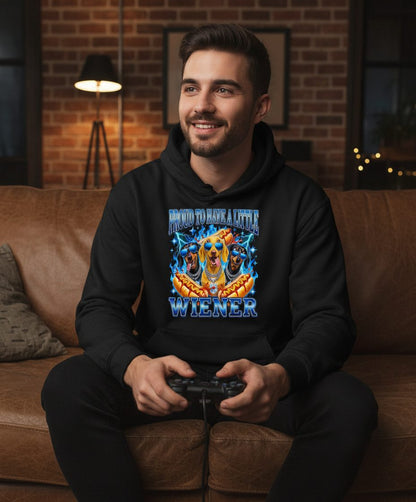Proud to Have a Little Wiener dachshund dogs Hoodie Black lifestyle mockup