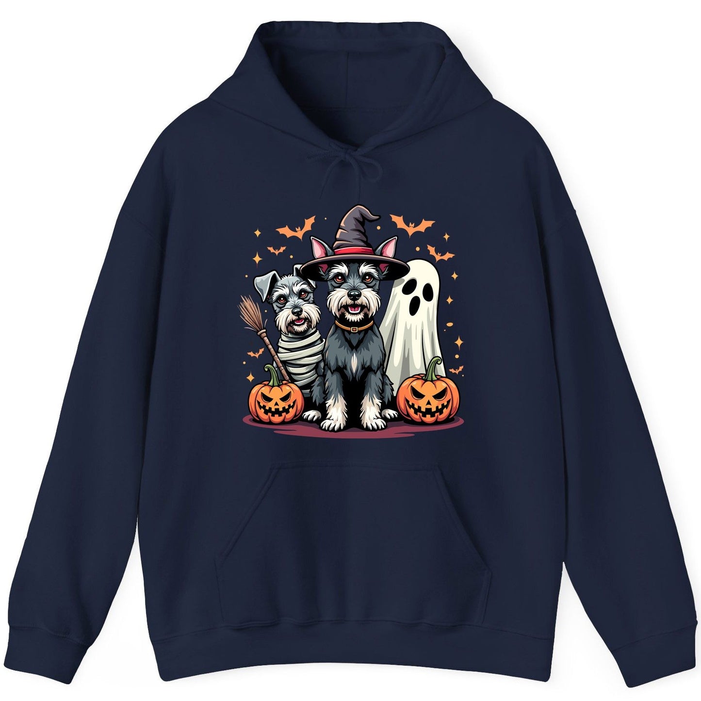 Halloween Schnauzer Dogs schnauzer dogs Hoodie Navy product mockup