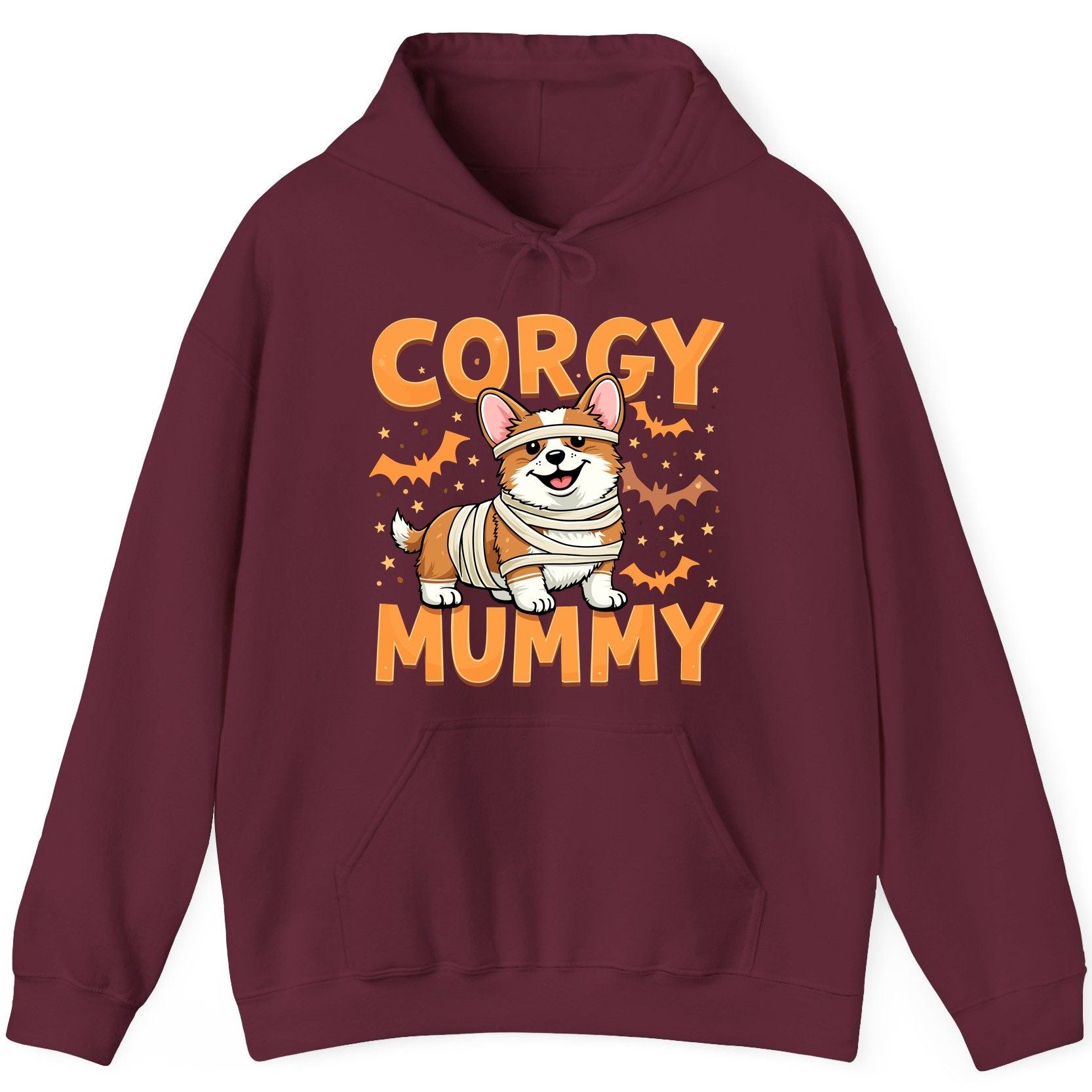 Corgy Mummy corgi Hoodie Maroon product mockup