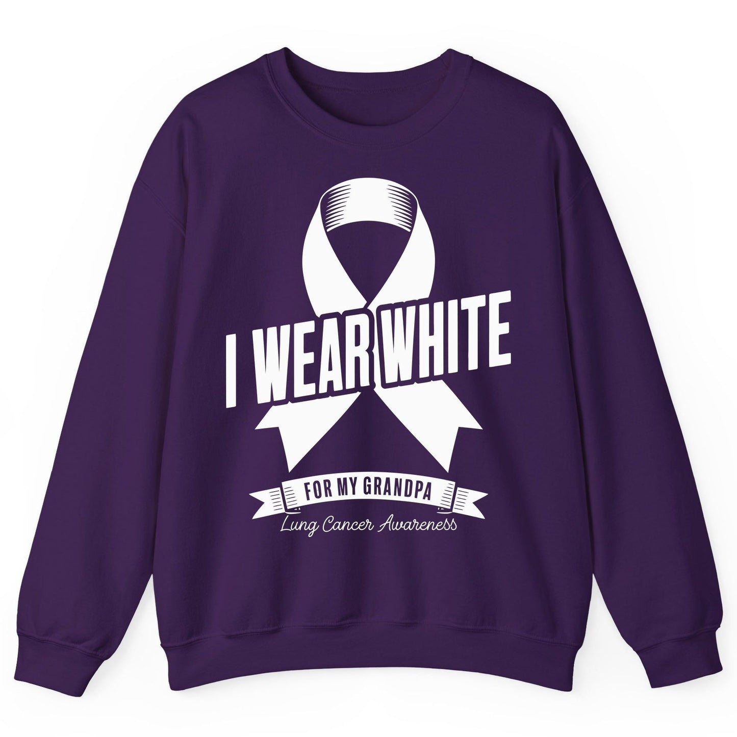 I Wear White for My Grandpa lung cancer awareness Sweatshirt Purple product mockup